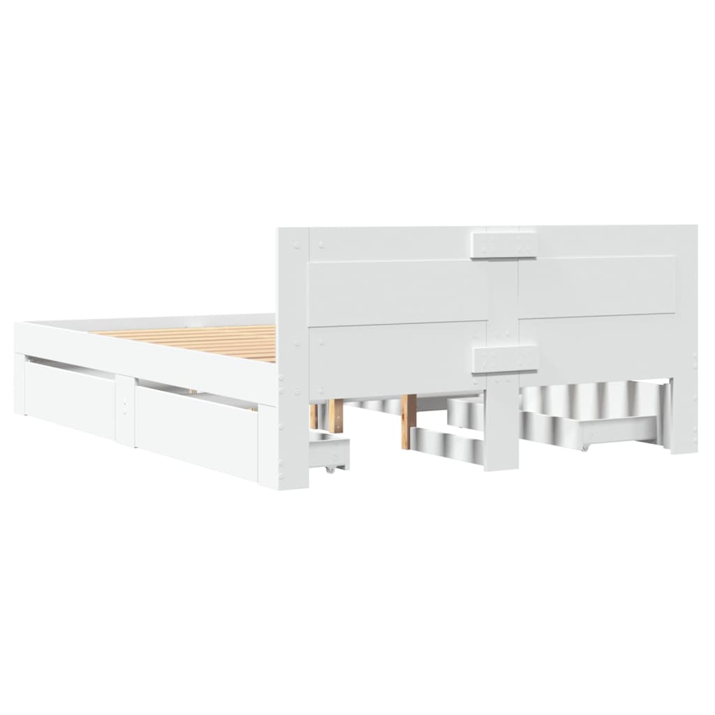 Bed frame with headboard without mattress white 140x190 cm