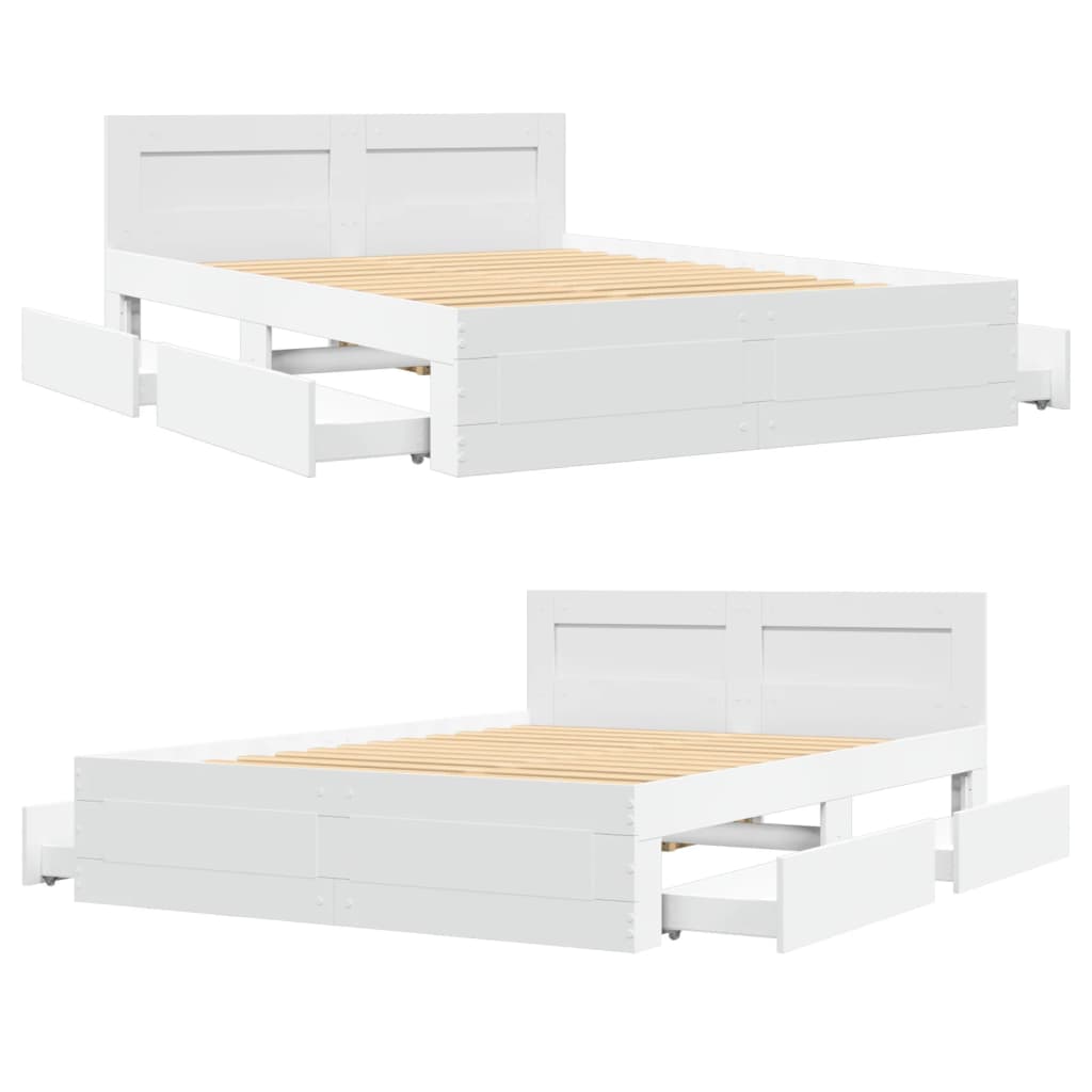 Bed frame with headboard without mattress white 140x190 cm