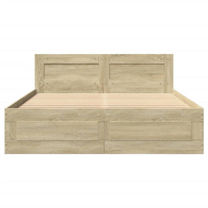 Bettgestell mit Kopfteil Sonoma-Eiche 135x190 cm Holzwerkstoff
