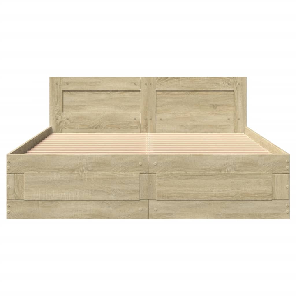 Bettgestell mit Kopfteil Sonoma-Eiche 135x190 cm Holzwerkstoff
