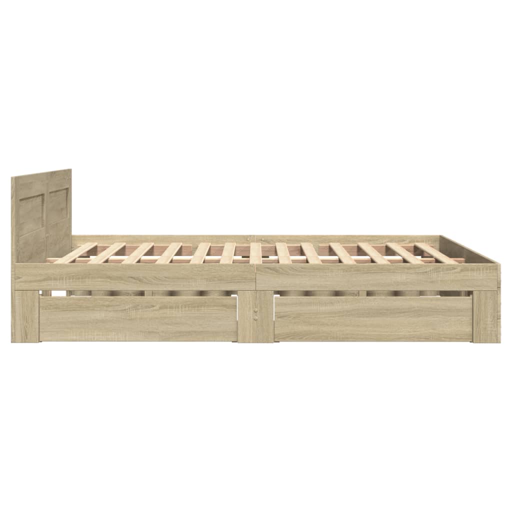 Bettgestell mit Kopfteil Sonoma-Eiche 135x190 cm Holzwerkstoff