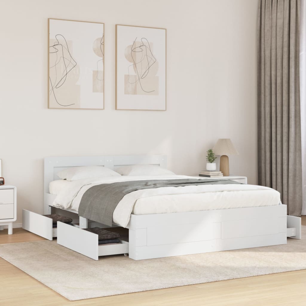 Bed frame with headboard without mattress white 120x190 cm