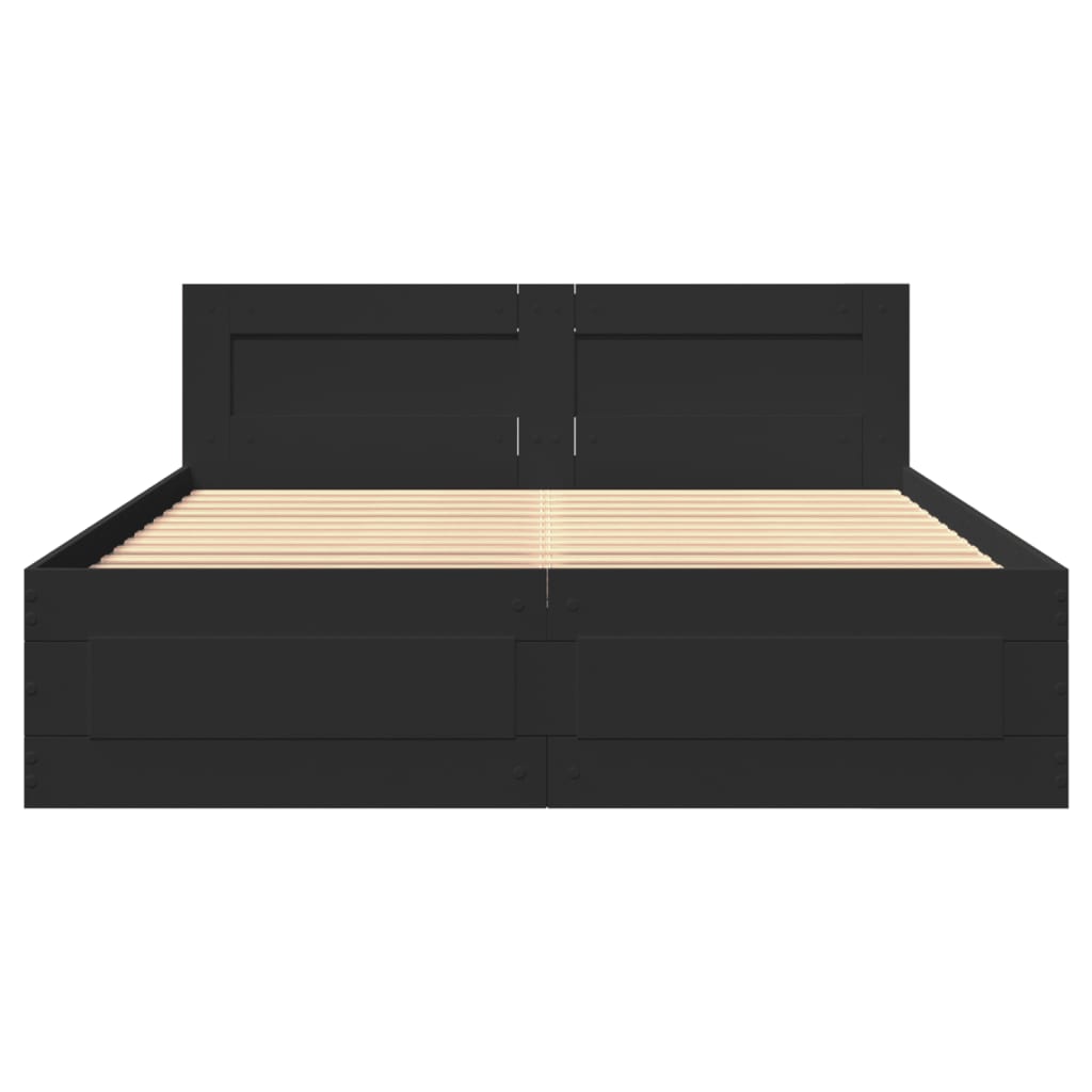 Bed frame with headboard black 120x190 cm wood material