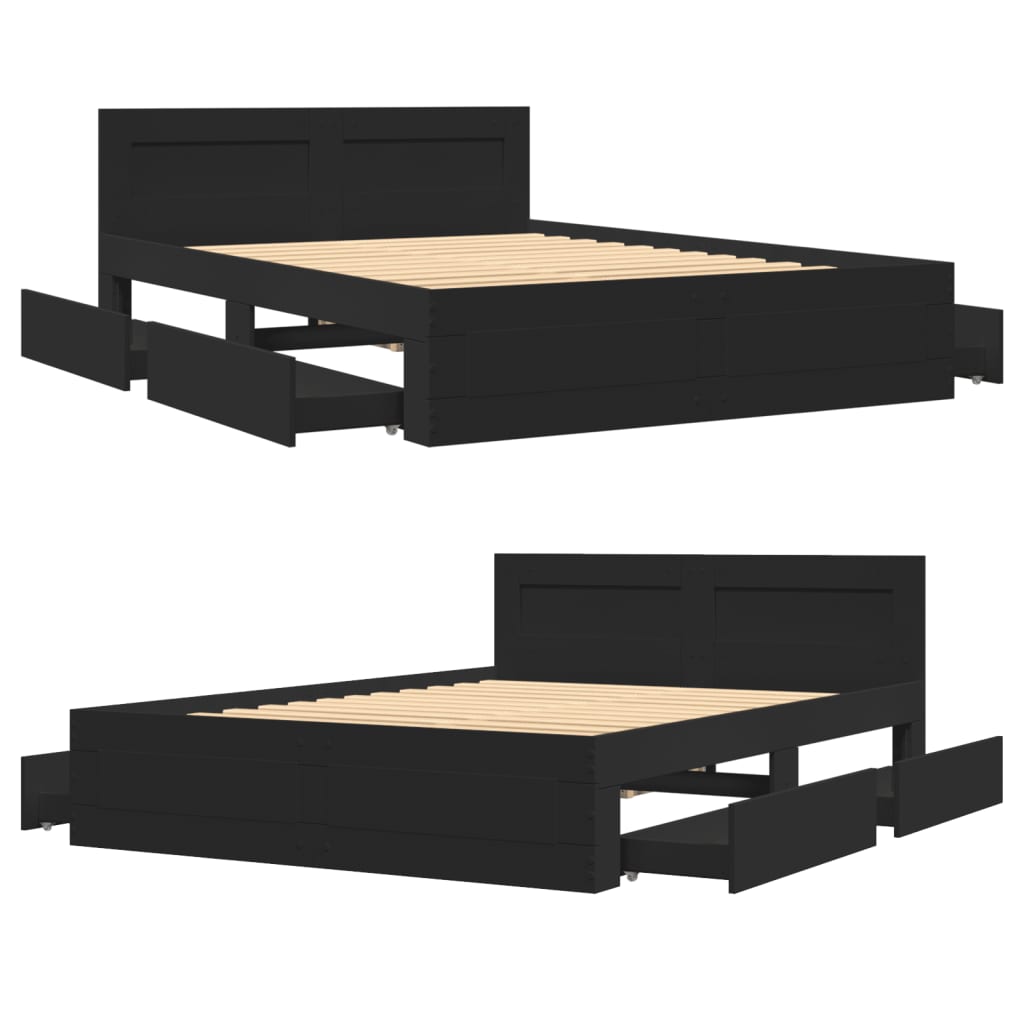 Bed frame with headboard black 120x190 cm wood material