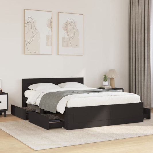 Bed frame with headboard black 120x190 cm wood material