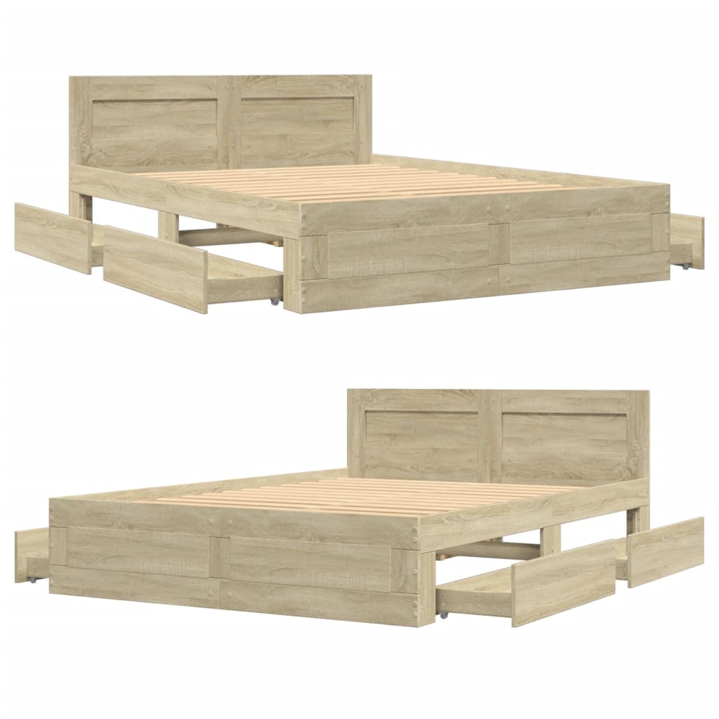 Bed frame with headboard Sonoma oak 120x190 cm wood material