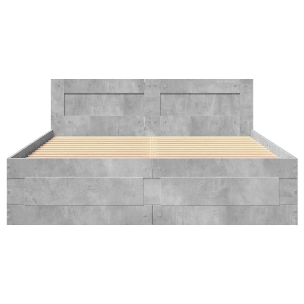 Bed frame with headboard concrete grey 120x190 cm wood material