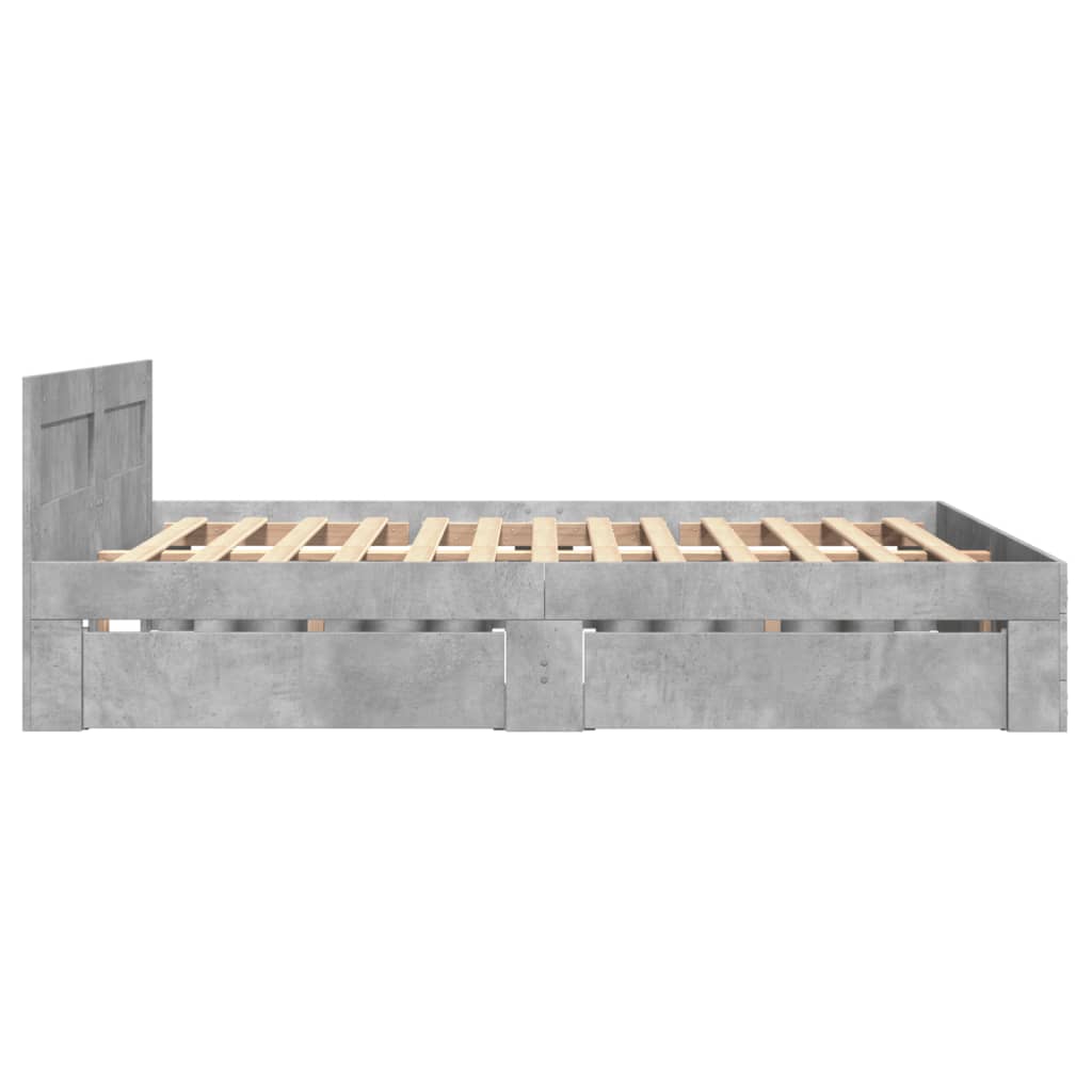 Bettgestell mit Kopfteil Betongrau 120x190 cm Holzwerkstoff