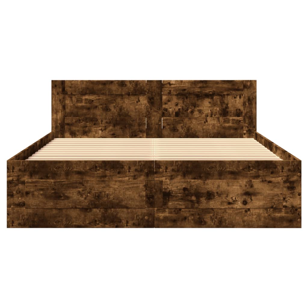 Bed frame with headboard smoked oak 120x190 cm wood material