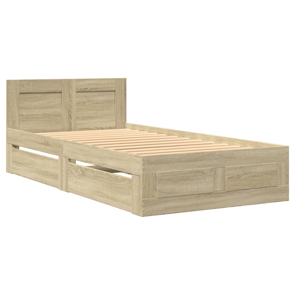 Bettgestell mit Kopfteil Sonoma-Eiche 90x190 cm Holzwerkstoff