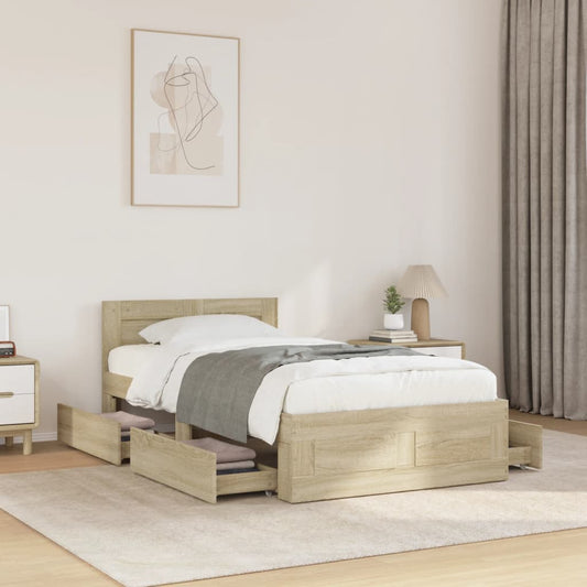 Bettgestell mit Kopfteil Sonoma-Eiche 90x190 cm Holzwerkstoff