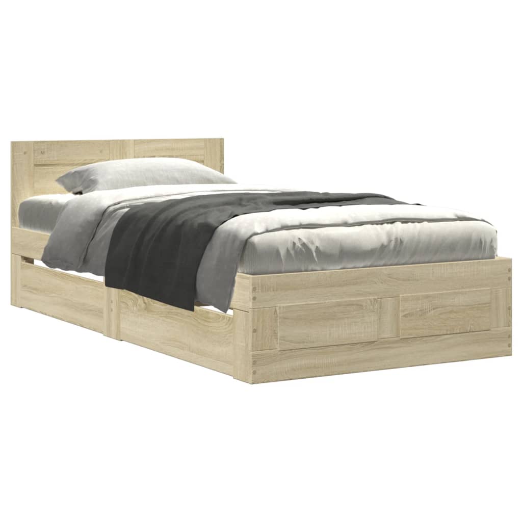 Bed frame with headboard Sonoma oak 75x190 cm wood material