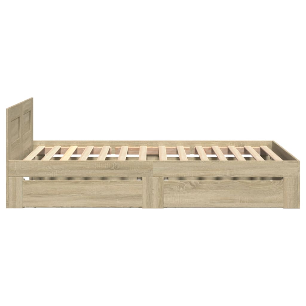 Bed frame with headboard Sonoma oak 75x190 cm wood material