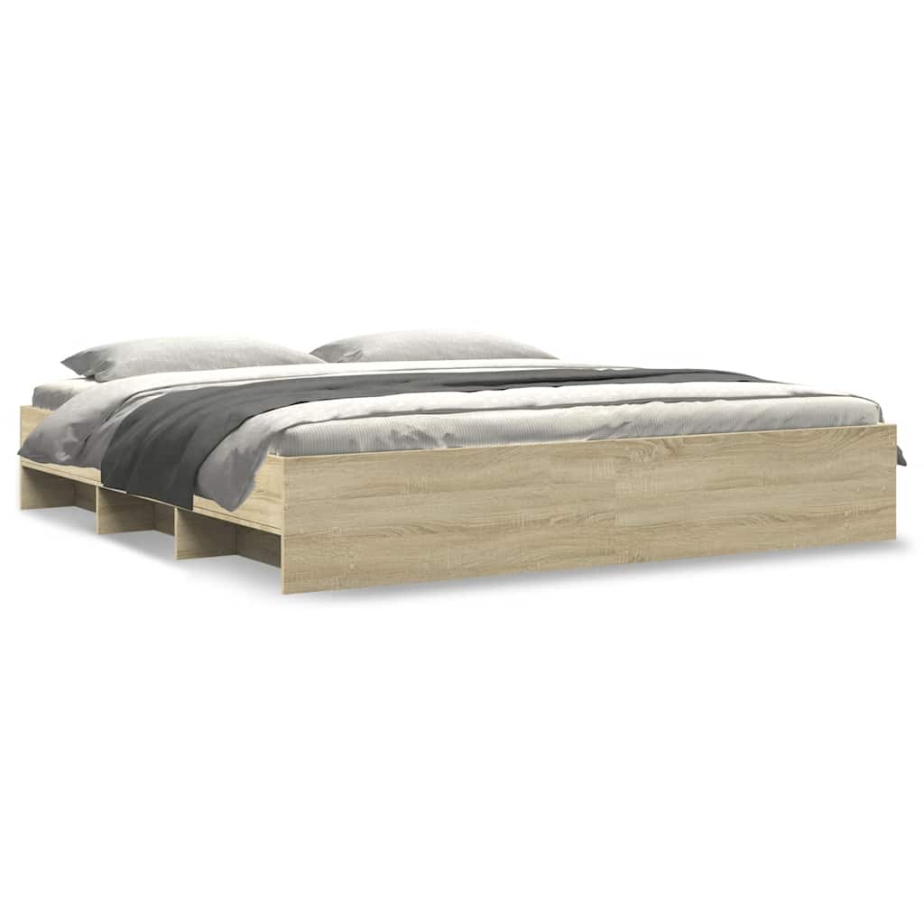 Bettgestell ohne Matratze Sonoma-Eiche 200x200 cm Holzwerkstoff