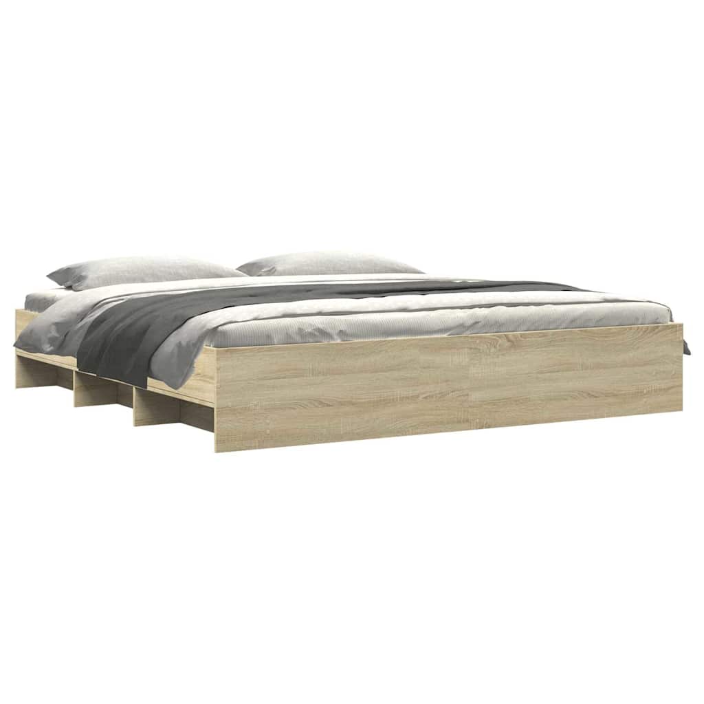 Bettgestell ohne Matratze Sonoma-Eiche 200x200 cm Holzwerkstoff