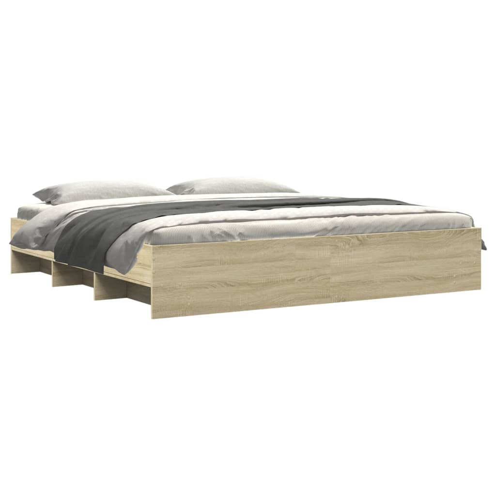 Bettgestell ohne Matratze Sonoma-Eiche 200x200 cm Holzwerkstoff