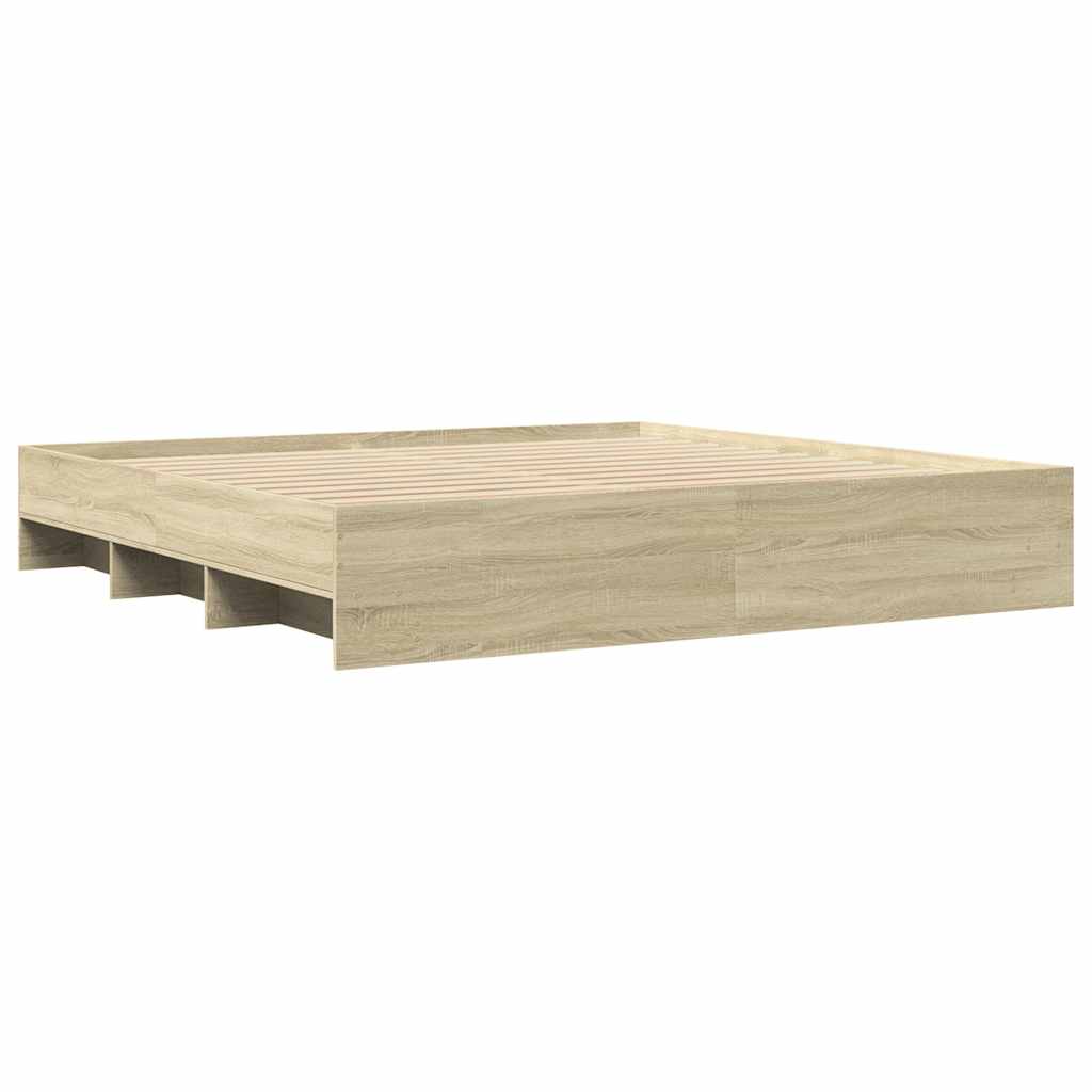 Bettgestell ohne Matratze Sonoma-Eiche 200x200 cm Holzwerkstoff
