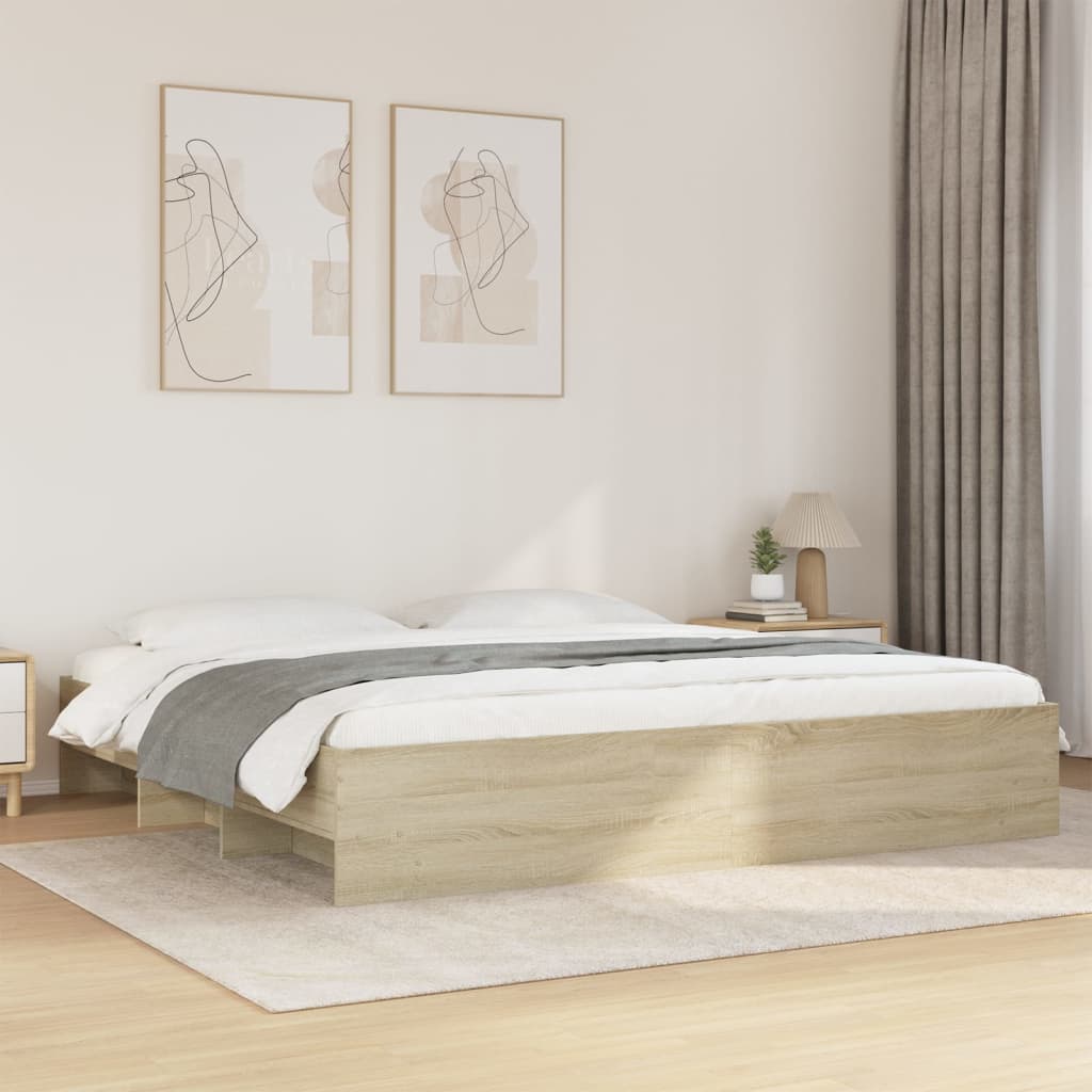 Bettgestell ohne Matratze Sonoma-Eiche 200x200 cm Holzwerkstoff
