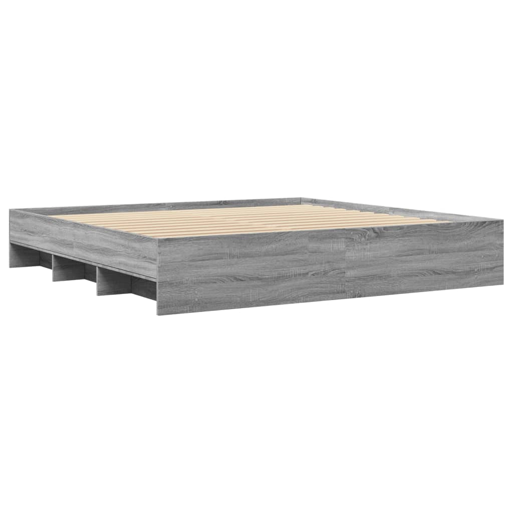 Bed frame Grey Sonoma 200x200 cm wood material
