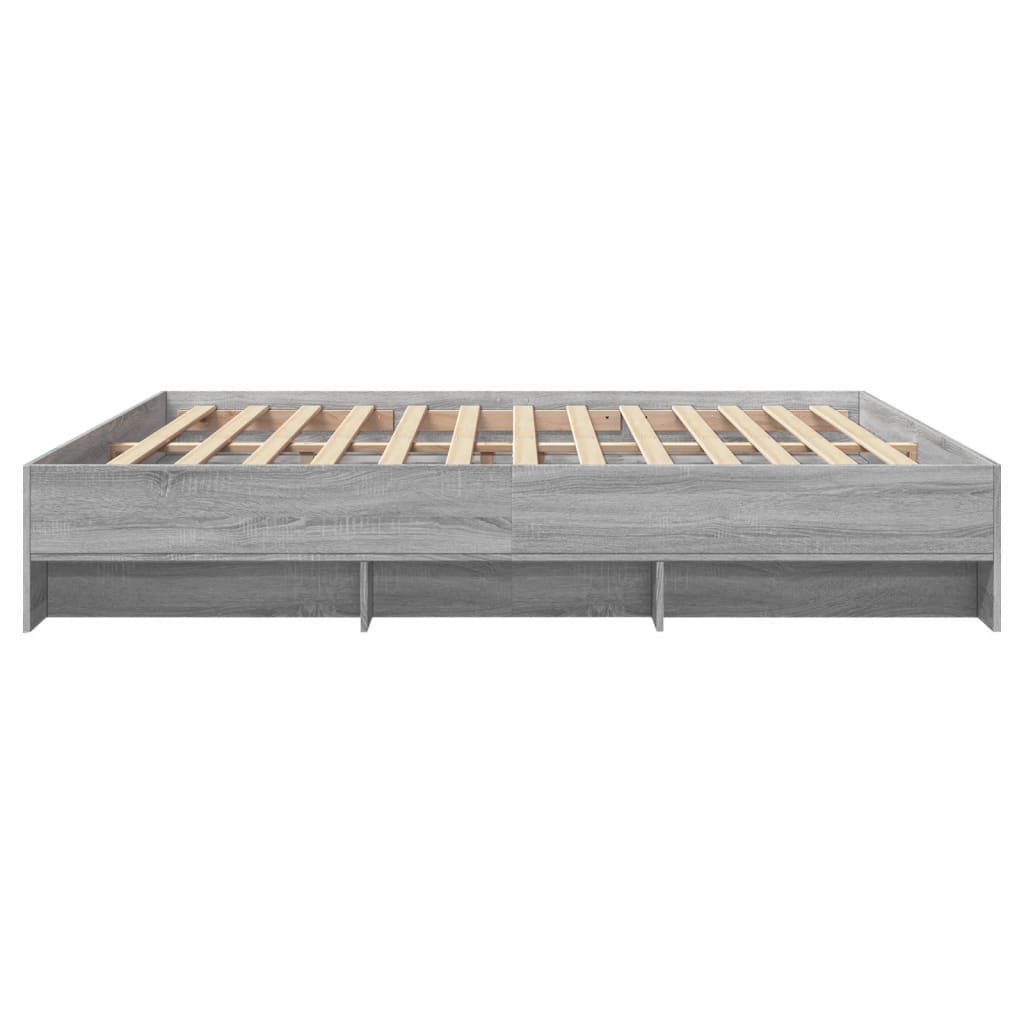 Bed frame Grey Sonoma 200x200 cm wood material