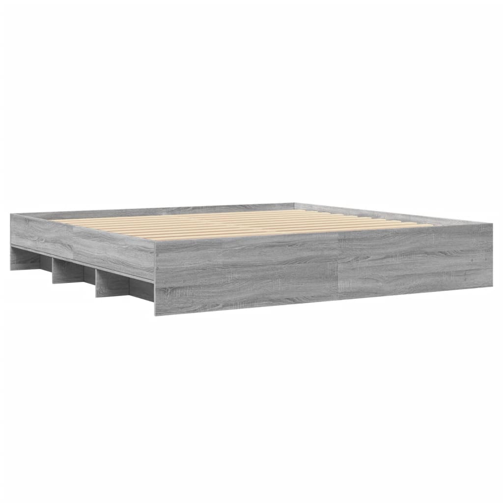 Bed frame Grey Sonoma 200x200 cm wood material
