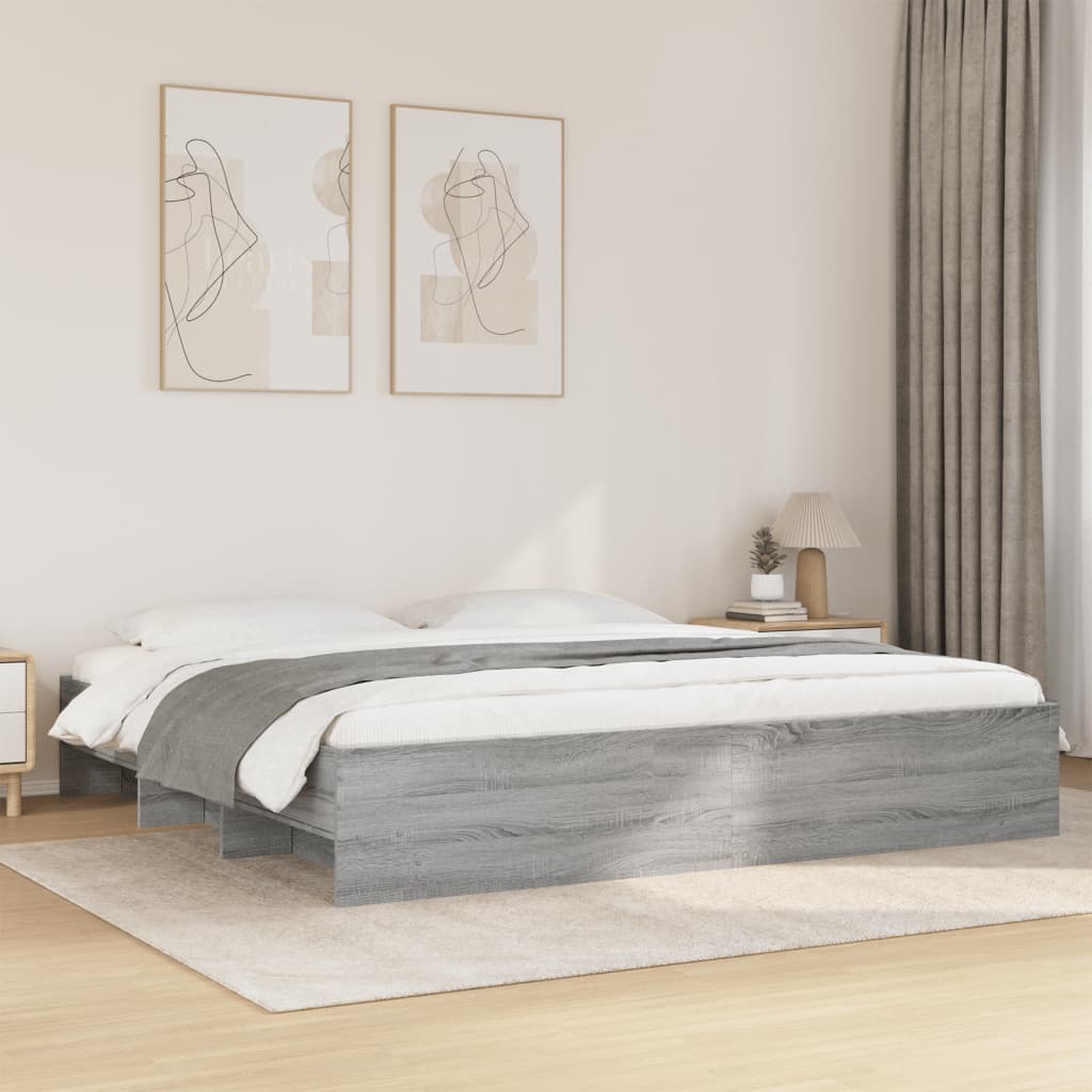Bed frame Grey Sonoma 200x200 cm wood material