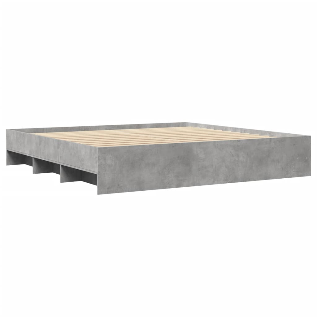 Bettgestell ohne Matratze Betongrau 180x200 cm Holzwerkstoff