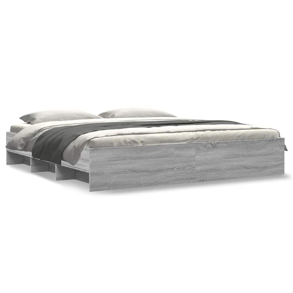 Bettgestell ohne Matratze Grau Sonoma 180x200 cm Holzwerkstoff