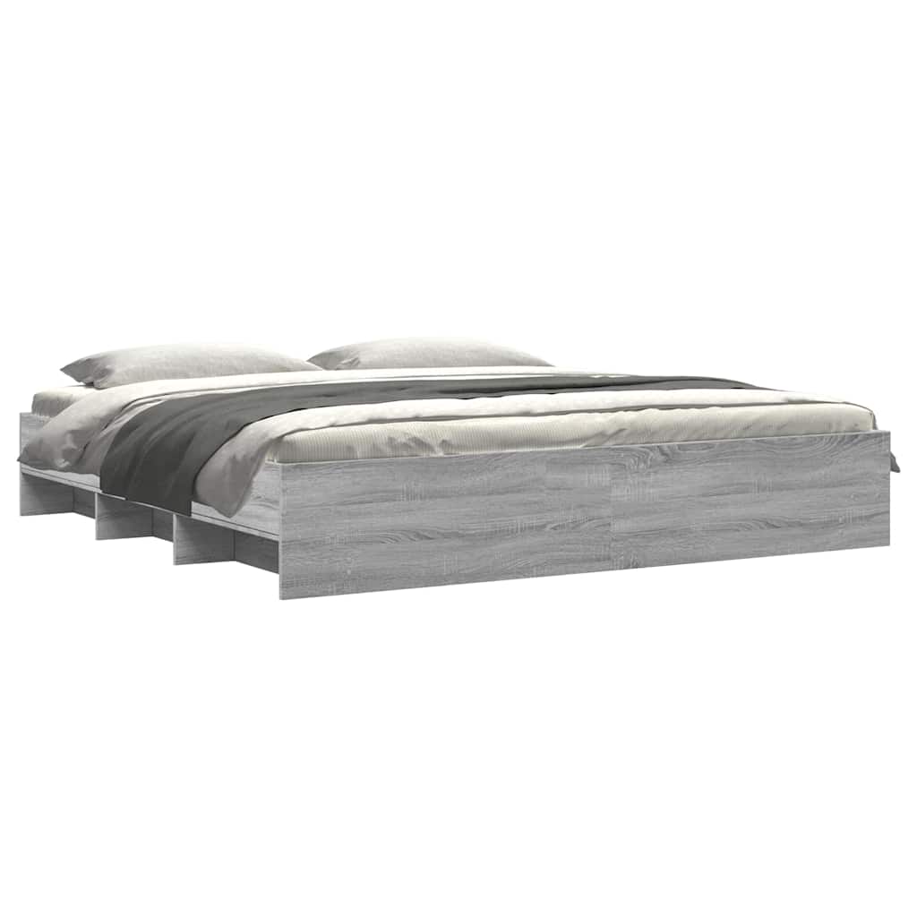 Bettgestell ohne Matratze Grau Sonoma 180x200 cm Holzwerkstoff