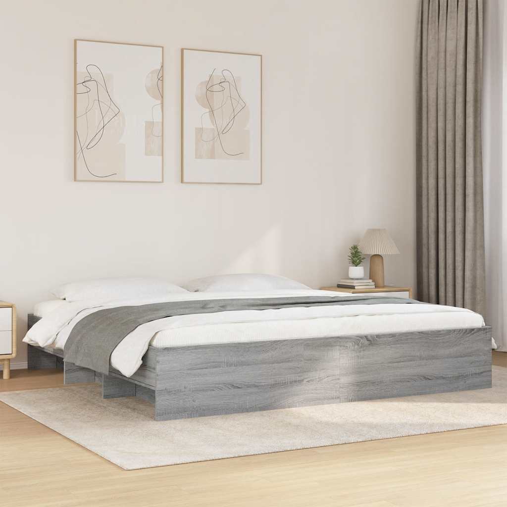 Bettgestell ohne Matratze Grau Sonoma 180x200 cm Holzwerkstoff