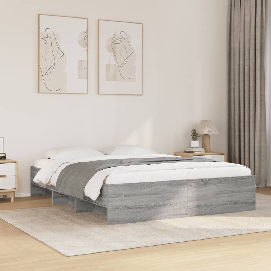 Bettgestell ohne Matratze Grau Sonoma 160x200 cm Holzwerkstoff