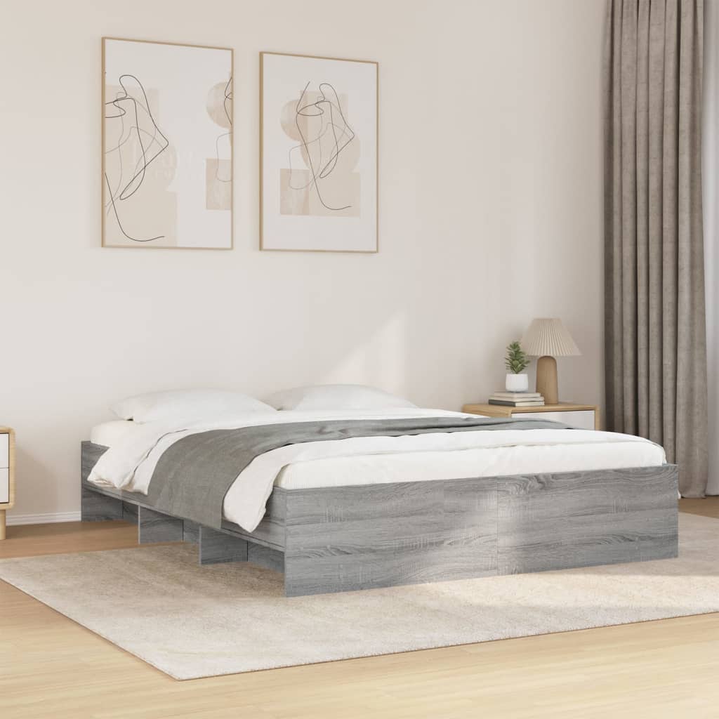 Bed frame Grey Sonoma 150x200 cm wood material