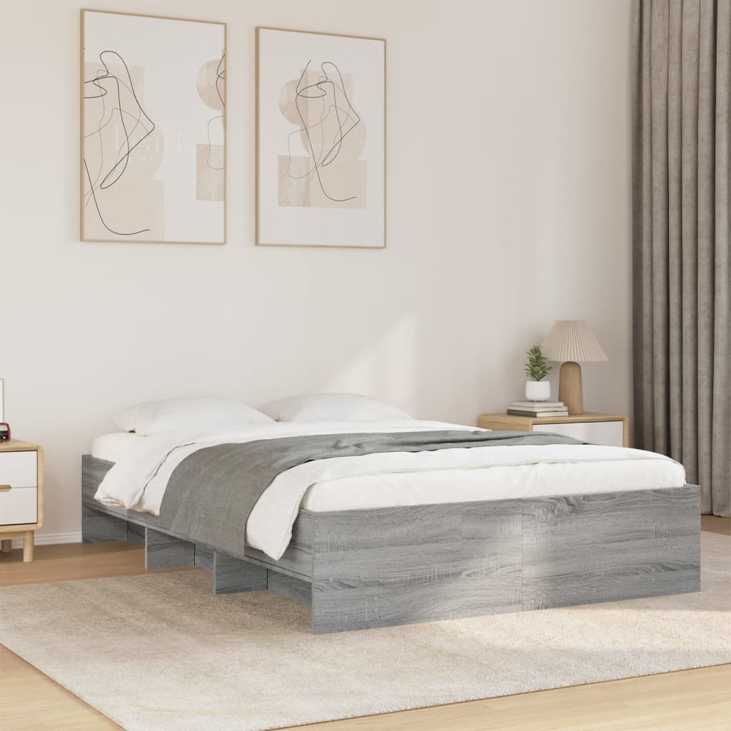 Bed frame Grey Sonoma 140x200 cm wood material