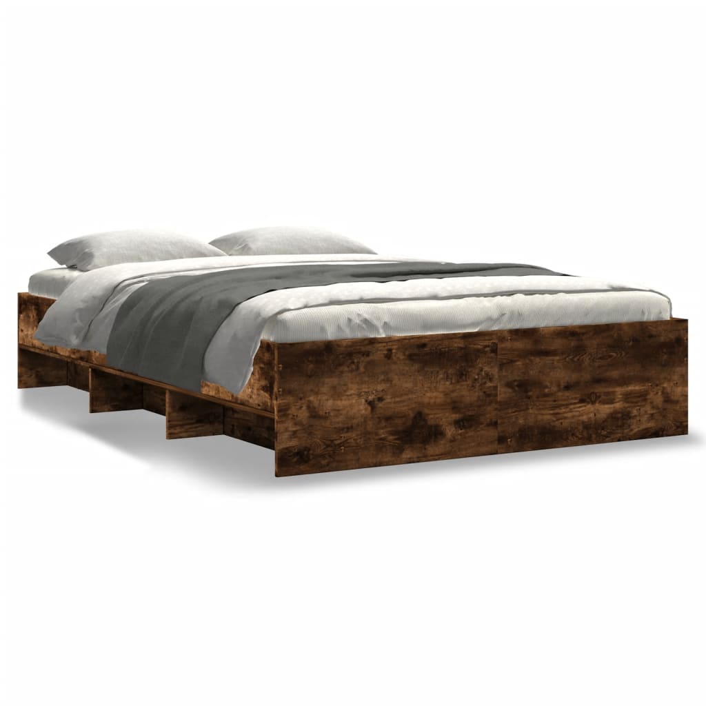 Bettgestell ohne Matratze Räuchereiche 140x190 cm Holzwerkstoff