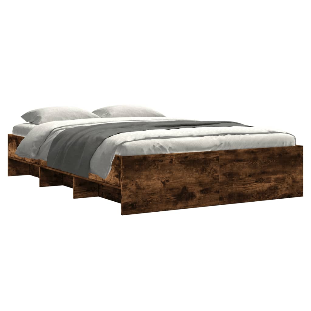 Bettgestell ohne Matratze Räuchereiche 140x190 cm Holzwerkstoff