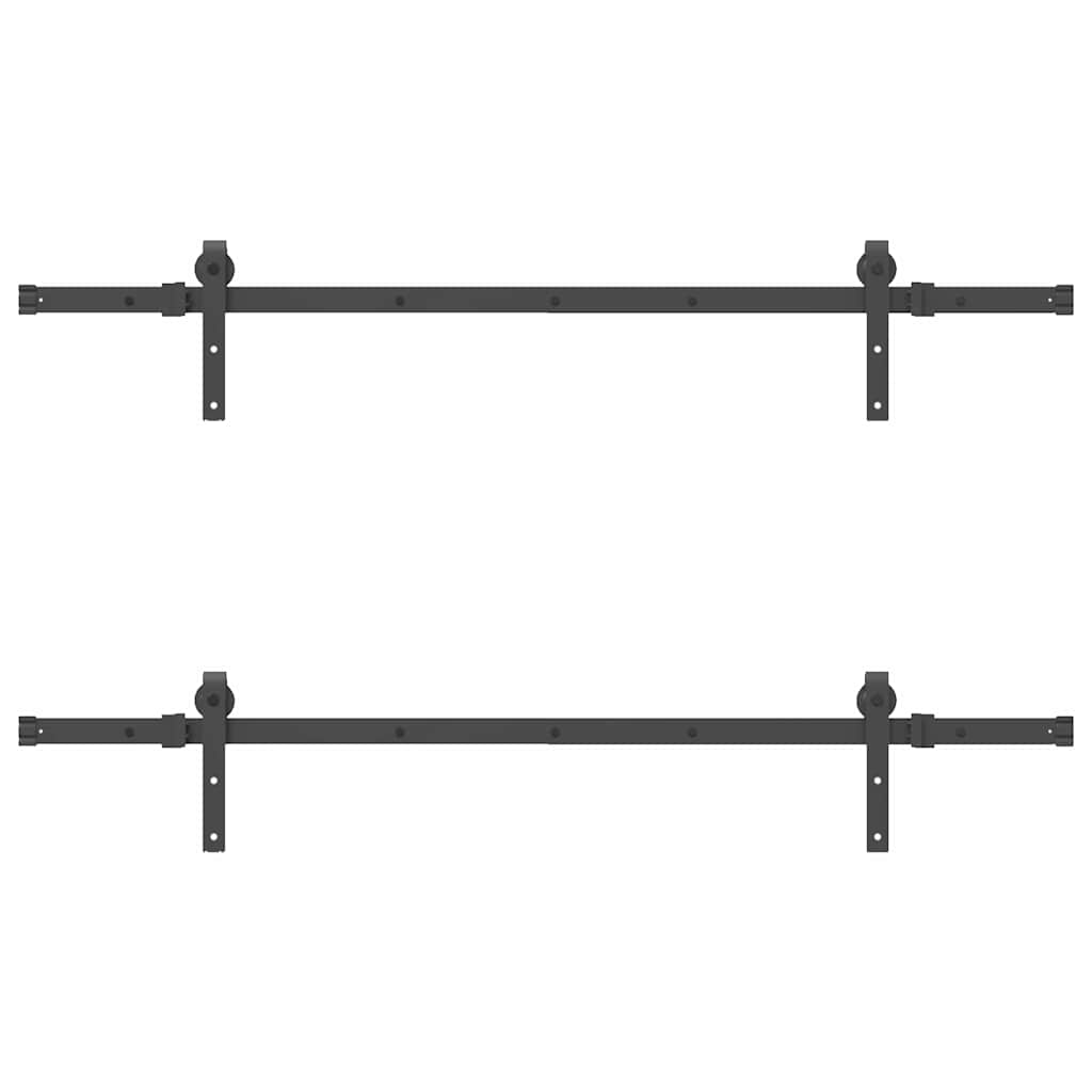 Schiebetürbeschlag-Set 152,5 cm Stahl Schwarz