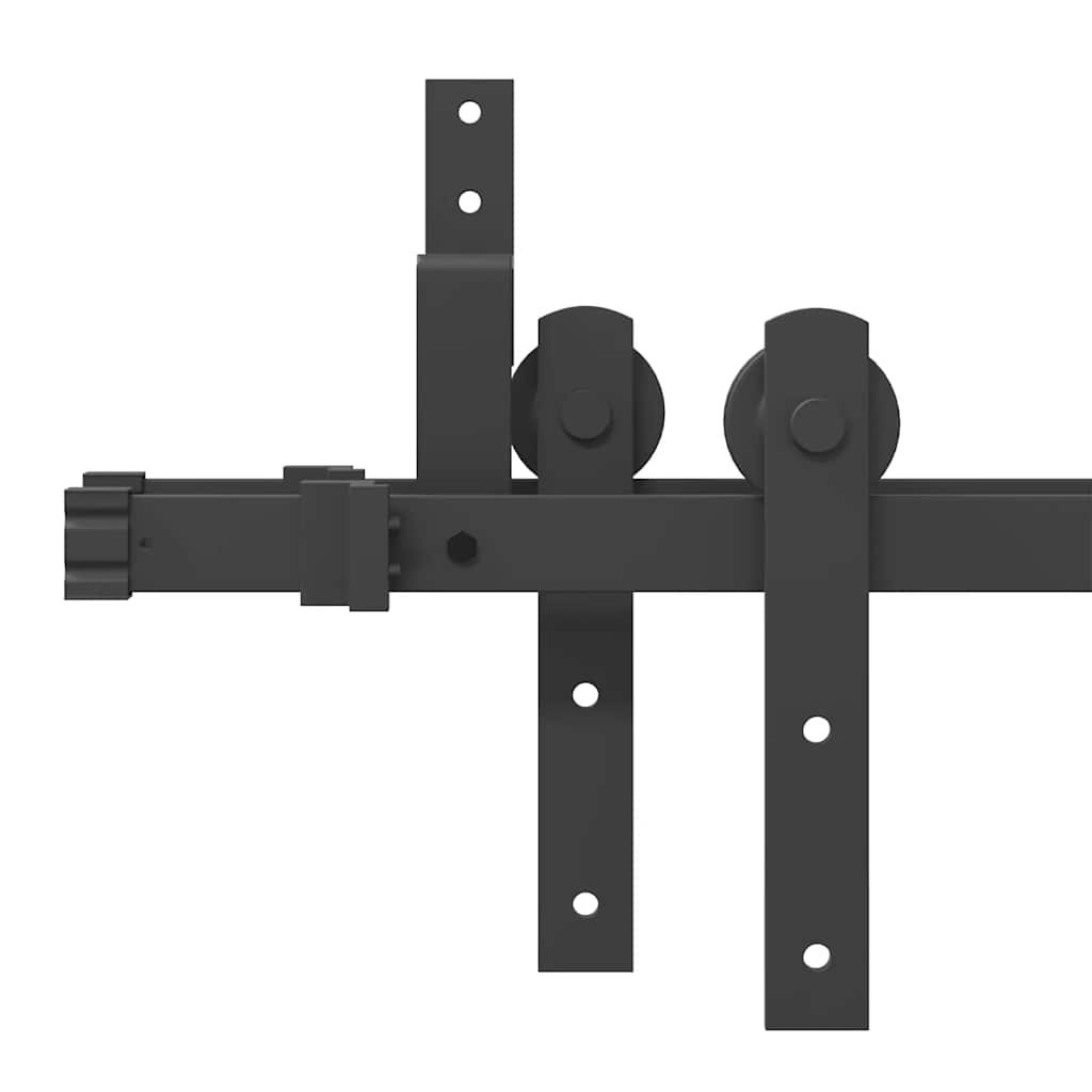 Schiebetürbeschlag-Set 200 cm Stahl Schwarz
