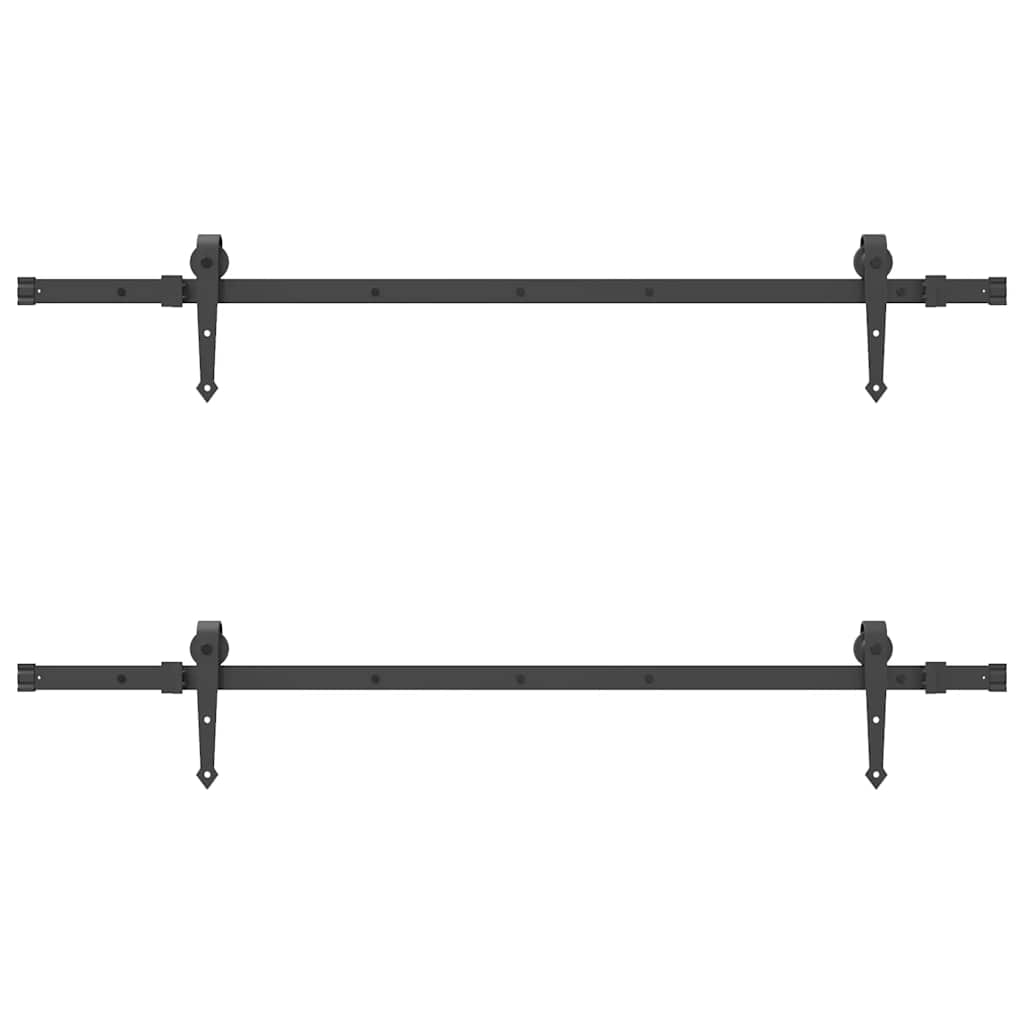 Schiebetürbeschlag-Set 152,5 cm Stahl Schwarz