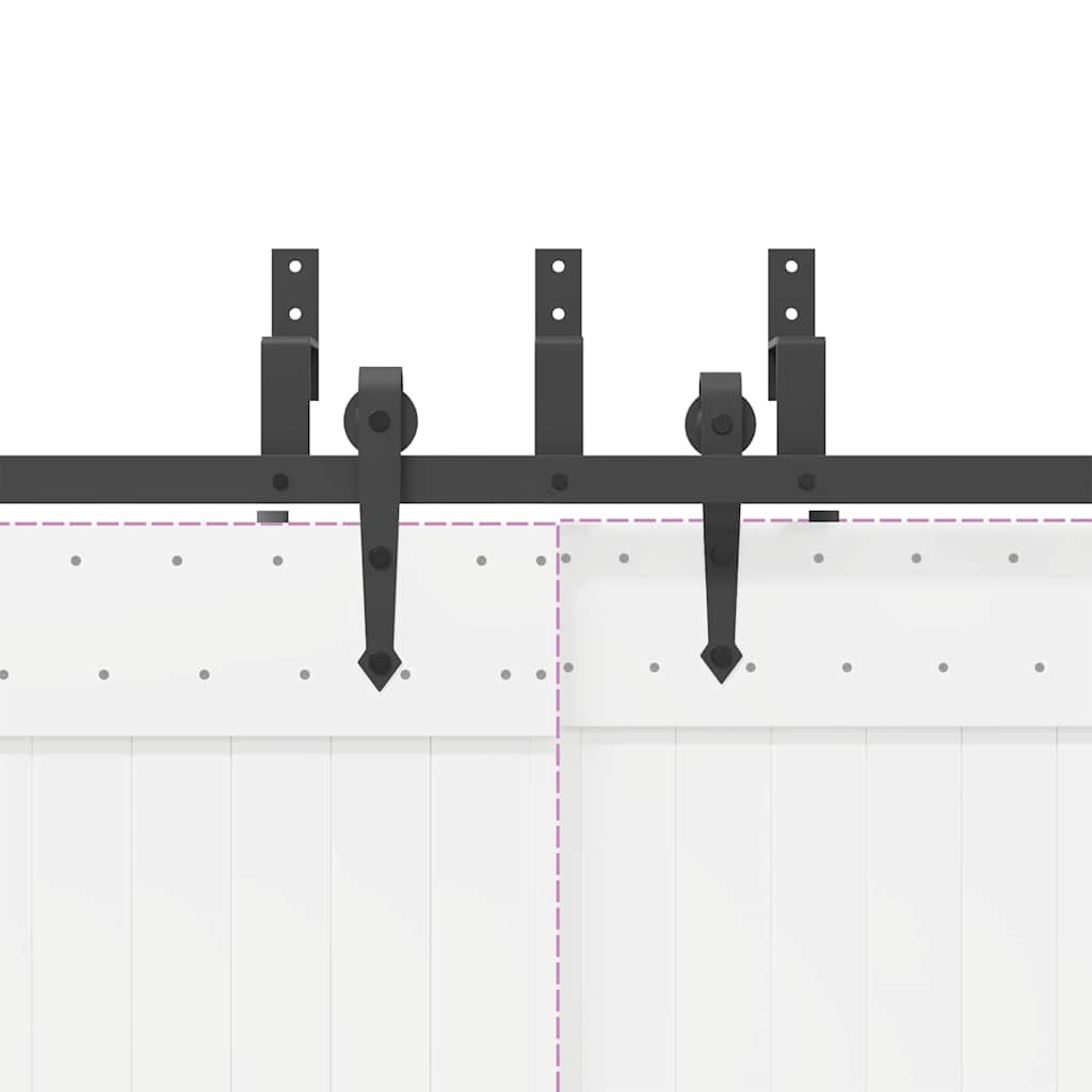 Schiebetürbeschlag-Set 152,5 cm Stahl Schwarz