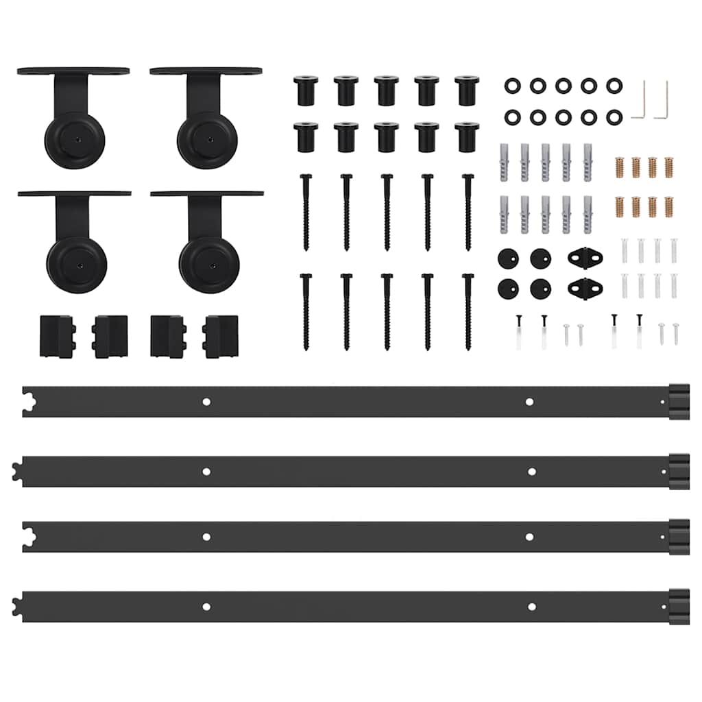 Schiebetürbeschlag-Set 213,5 cm Stahl Schwarz