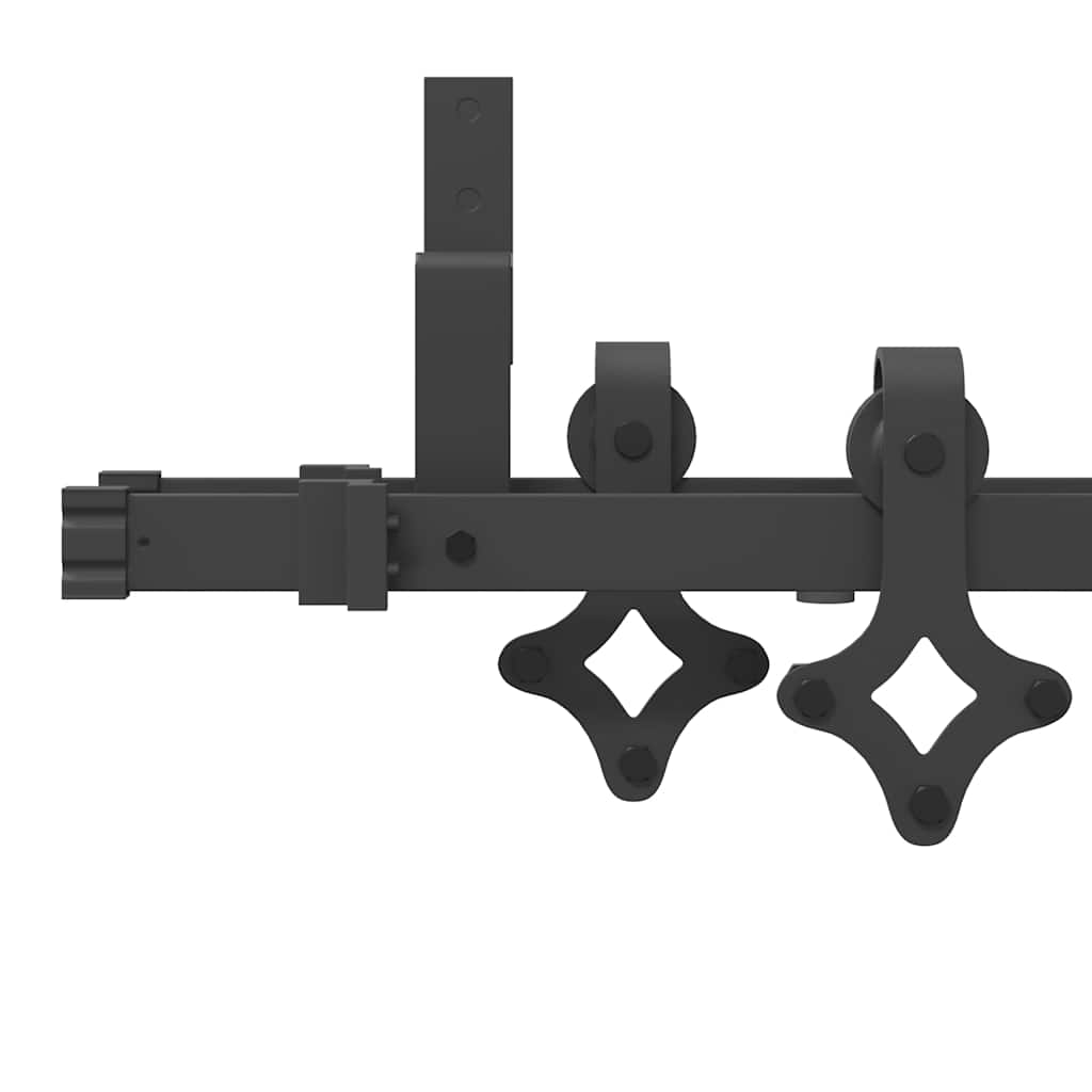 Schiebetürbeschlag-Set 213,5 cm Stahl Schwarz