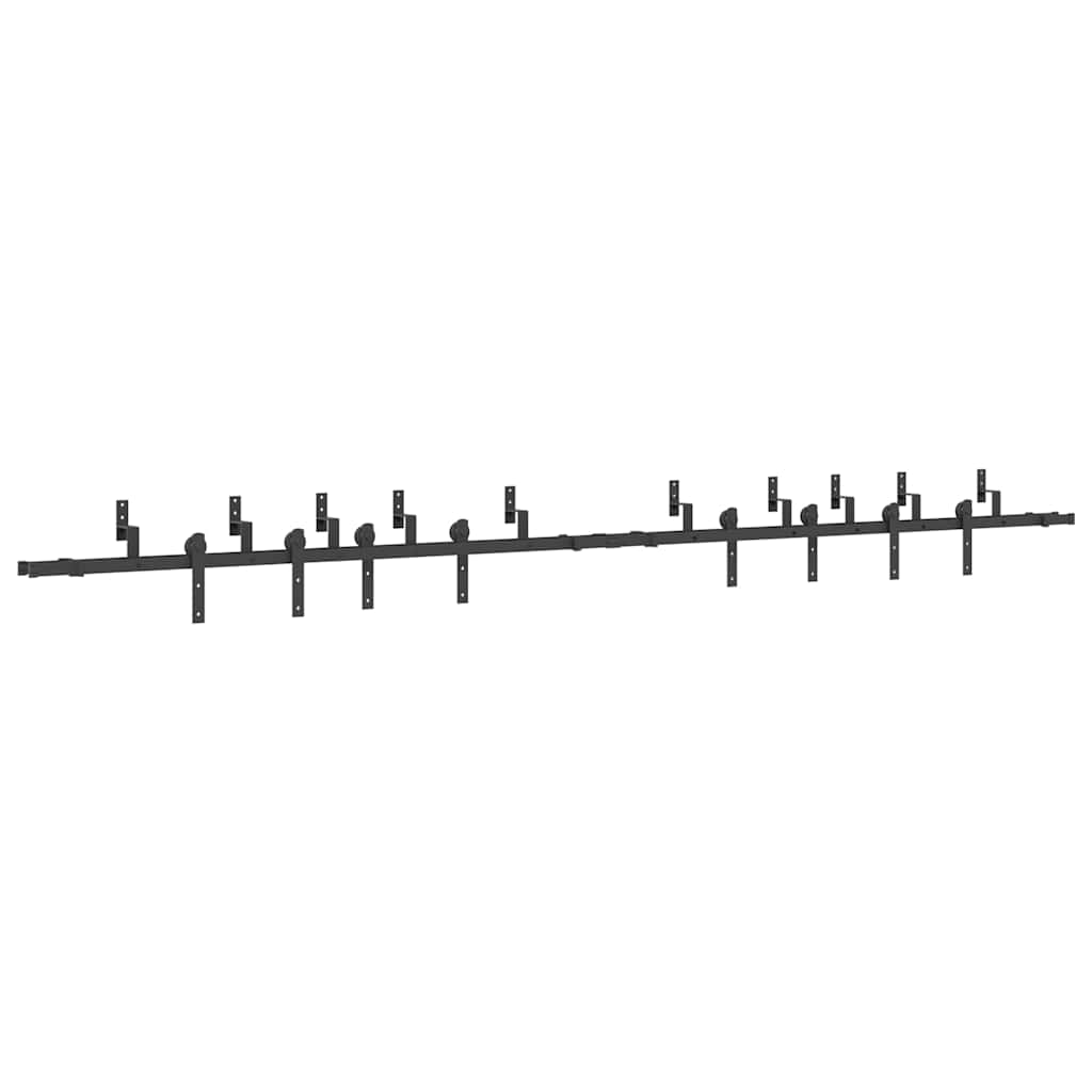 Schiebetürbeschlag-Set 427 cm Stahl Schwarz