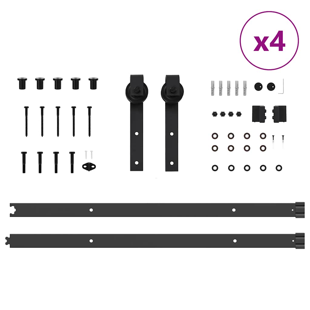 Schiebetürbeschlag-Set 427 cm Stahl Schwarz