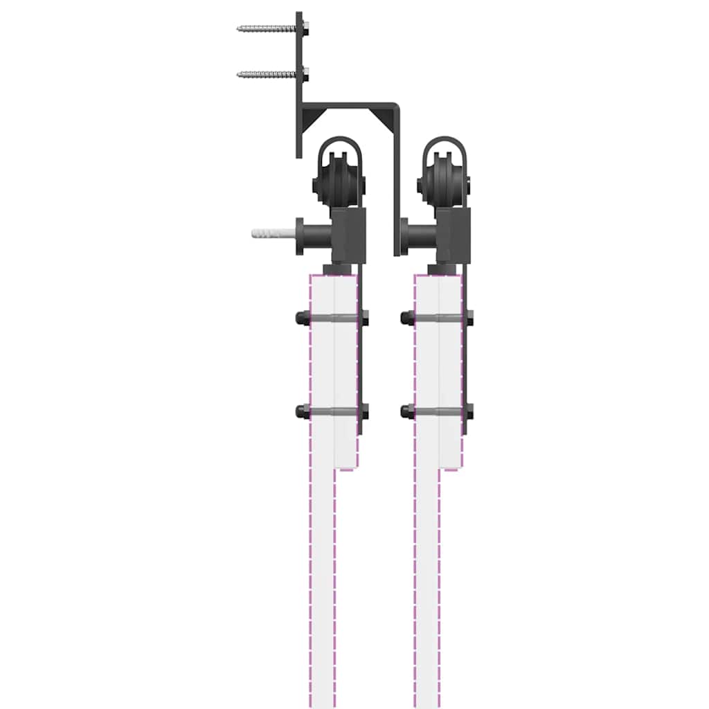Schiebetürbeschlag-Set 427 cm Stahl Schwarz