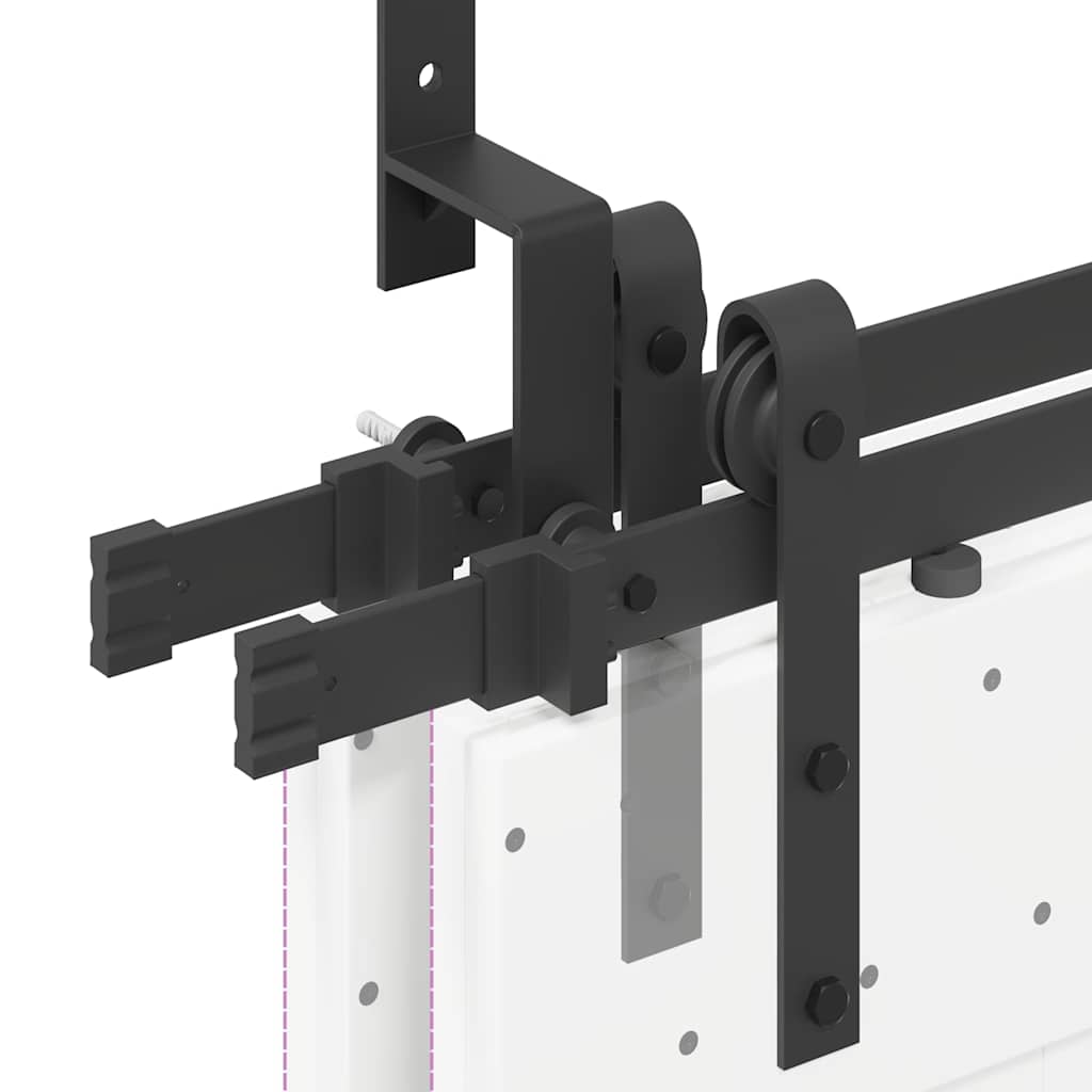 Schiebetürbeschlag-Set 427 cm Stahl Schwarz