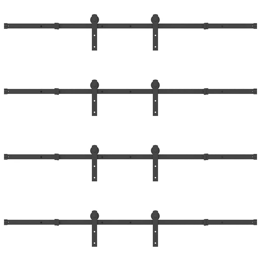 Schiebetürbeschlag-Set 366 cm Stahl Schwarz
