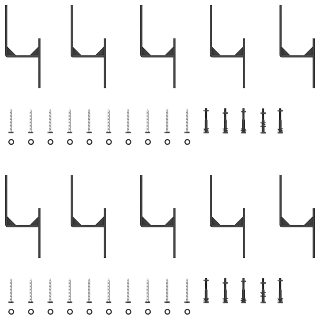Schiebetürbeschlag-Set 366 cm Stahl Schwarz