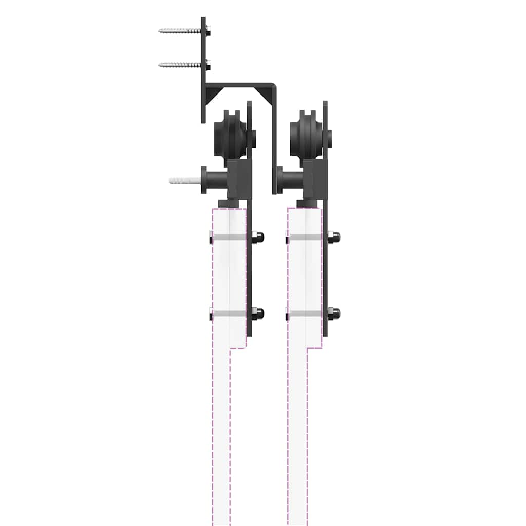 Schiebetürbeschlag-Set 366 cm Stahl Schwarz