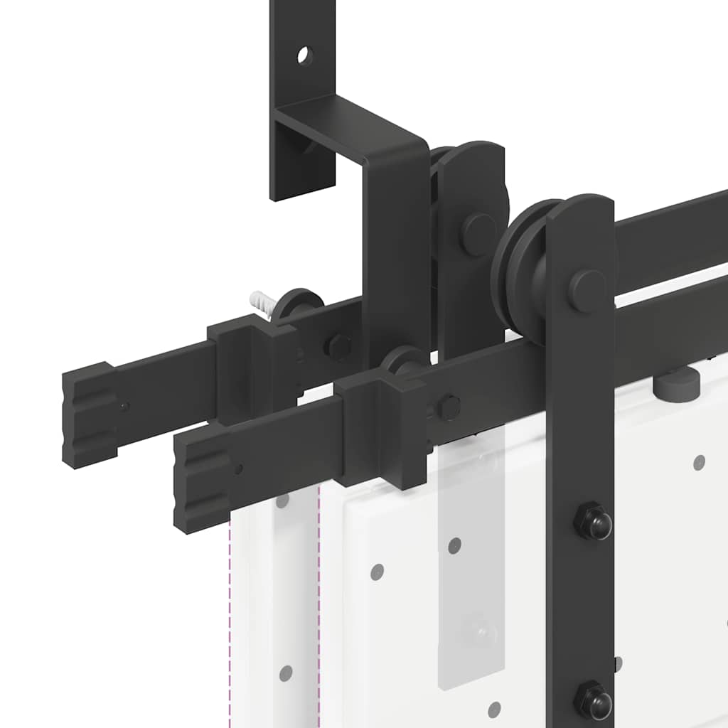 Schiebetürbeschlag-Set 366 cm Stahl Schwarz