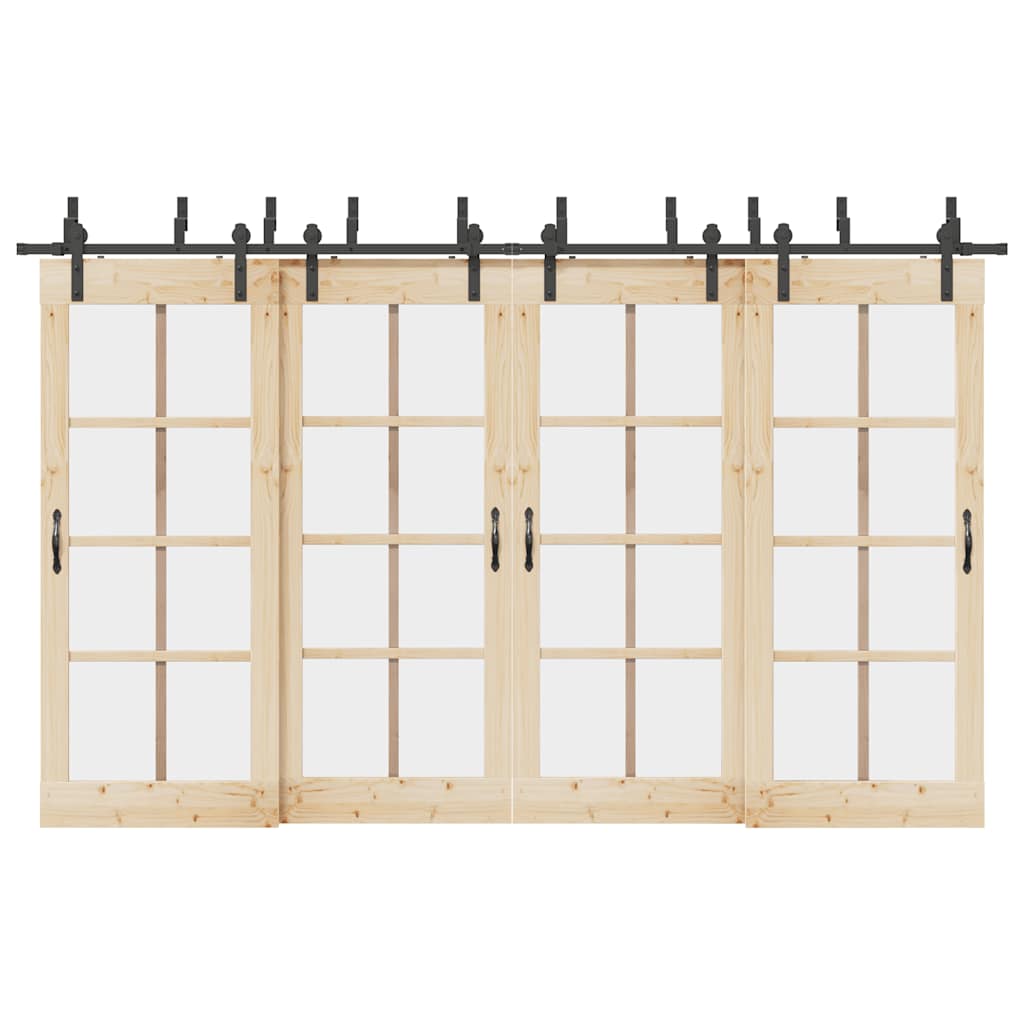 Schiebetürbeschlag-Set 366 cm Stahl Schwarz